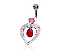 Stone Studded Heart Belly Piercing DB-21