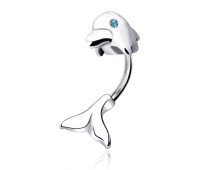 Stone Set Dolphin Belly Piercing DBP-04