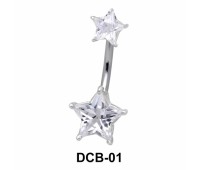 Dual Star Stone Set Belly CZ Crystal DCB-01