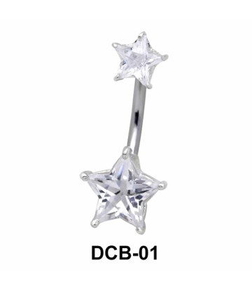 Dual Star Stone Set Belly CZ Crystal DCB-01