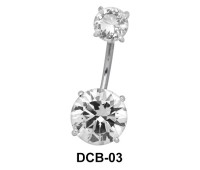 Dual Stone Set Belly CZ Crystal DCB-03