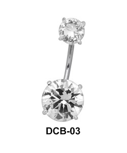 Dual Stone Set Belly CZ Crystal DCB-03