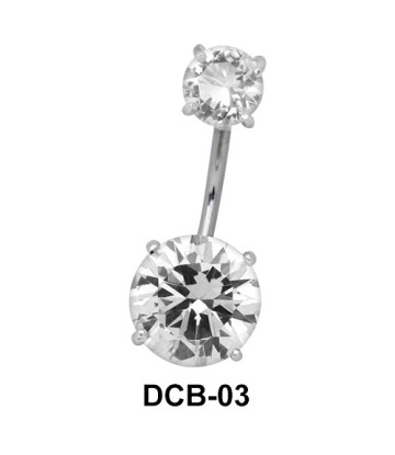 Dual Stone Set Belly CZ Crystal DCB-03