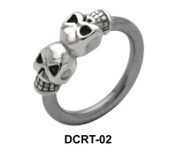 Double Skull Belly Piercing Closure Ring DCRT-02