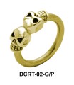 Double Skull Belly Piercing Closure Ring DCRT-02