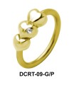 Three Hearts Belly Piercing Closure Ring DCRT-09
