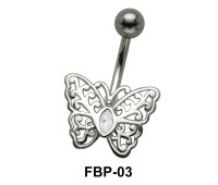 Stone Set Filigree Butterfly Belly Piercing FBP-03