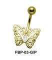 Stone Set Filigree Butterfly Belly Piercing FBP-03
