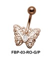 Stone Set Filigree Butterfly Belly Piercing FBP-03