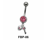 Heart n Key with Stones Filigree FBP-06
