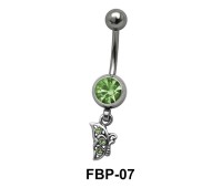 Butterfly Dangling from Round Stone Filigree FBP-07