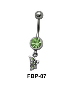 Butterfly Dangling from Round Stone Filigree FBP-07
