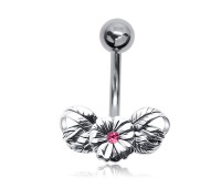 Stone Set Flower Belly Piercing FNL-01