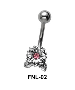 Stone Set Flower Belly Piercing FNL-02
