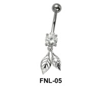 Leaf Shaped Belly Piercing with Stone FNL-05