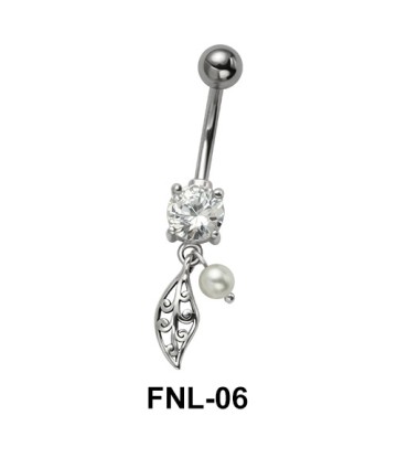 Belly Piercing with CZ and Leaves FNL-06