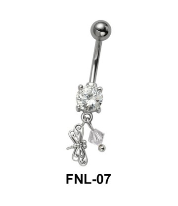 Belly Piercing with CZ and Butterfly FNL-07