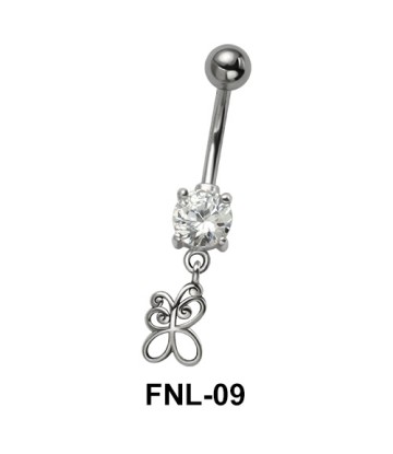 Butterfly with CZ Belly Piercing FNL-09