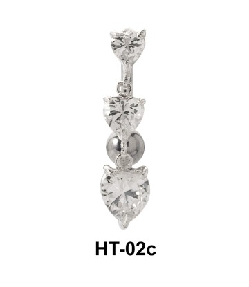 Multiple Stone Heart Belly Piercing HT-02c