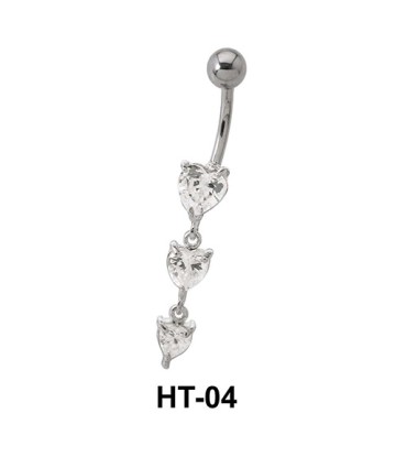Multi Stone Heart Belly Piercing HT-04