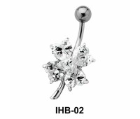 Leaves Shaped Stone Set Belly Piercing IHB-02