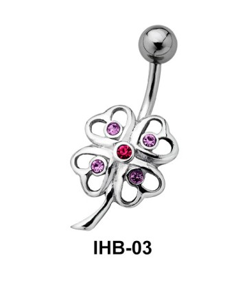 Stone Set Flower Belly Piercing IHB-03