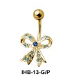 Stone Encrusted Bow Belly Piercing IHB-13