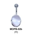 Oval Black Enamel belly Piercing MOPB-02b