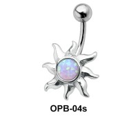Stone Set Sunrays Designed belly Piercing OPB-04s