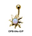 Stone Set Sunrays Designed belly Piercing OPB-04s