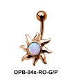 Stone Set Sunrays Designed belly Piercing OPB-04s