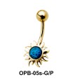 Stone Encrusted Flower Belly Piercing OPB-05s