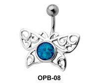 Stone Encrusted Butterfly Filigree Belly Piercing OPB-08