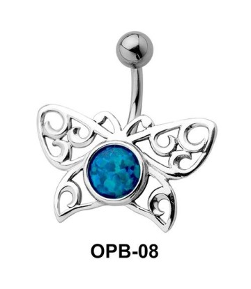 Stone Encrusted Butterfly Filigree Belly Piercing OPB-08