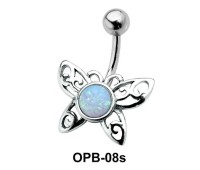 Stone Set Butterfly Filigree Belly Piercing OPB-08s