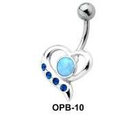Stone Encrusted Heart Belly Piercing OPB-10