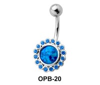 Stone Studded Flowery Belly Piercing OPB-20