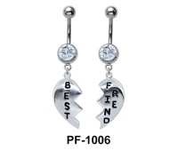 Broken Heart Belly Piercing with Stones PF-1006