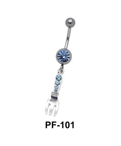 Stones Encrusted Fork Belly Piercing PF-101