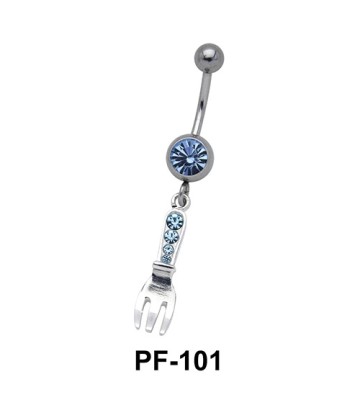 Stones Encrusted Fork Belly Piercing PF-101