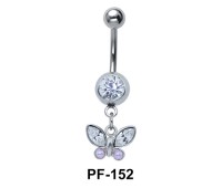 Butterfly Shaped Belly Piercing with Pearl PF-152
