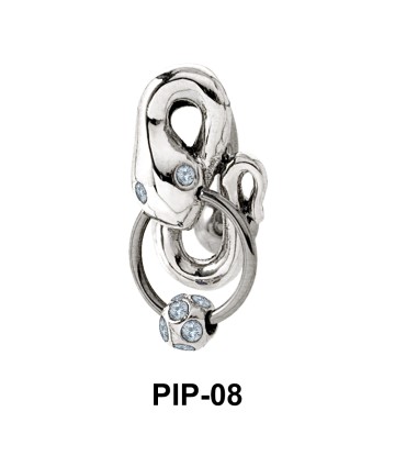 Coiled Snake with Stones Belly Piercing PIP-08