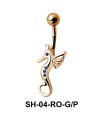 Stone Studded Seahorse Belly Piercing SH-04
