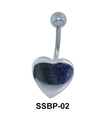 Plain Silver Heart Belly Piercing SSBP-02