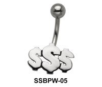 Dollar Shaped Belly Piercing SSBPW-05