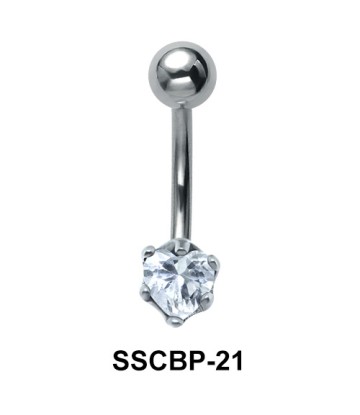 Prong Set Heart Belly CZ Crystal SSCBP-21