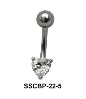 Prong Set Heart Belly CZ Crystal SSCBP-22-5