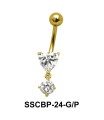 Heart n Round Belly CZ Crystal SSCBP-24