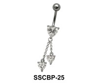 Hearts CZ Belly Piercing SSCBP-25