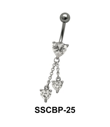 Hearts CZ Belly Piercing SSCBP-25